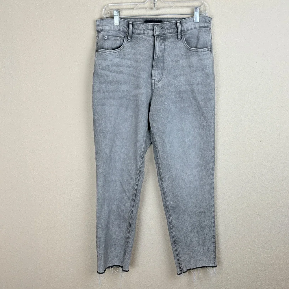 Aeropostale Womens Size 10 Mom Jeans Light Gray Raw Hem‎ Reg 5 pocket RN154379